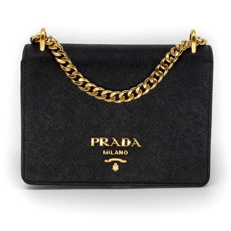 prada shoulder flap leather large black